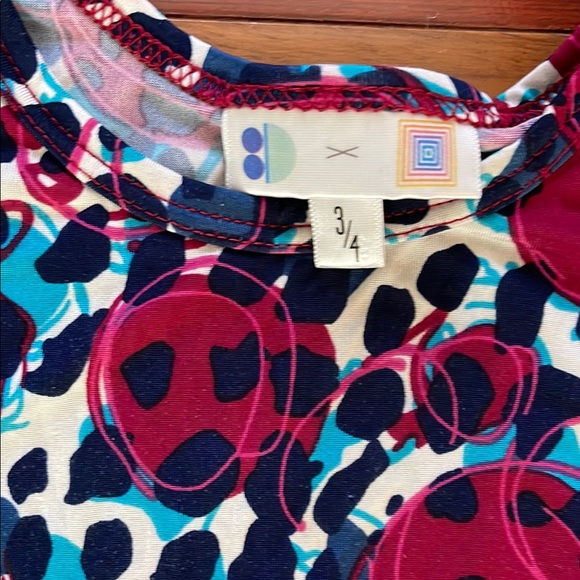 LuLaRoe multicolored sundress with flutter sleeves and crew neck - Picture 2 of 4